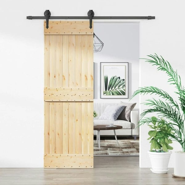 Berkfield Sliding Door with Hardware Set 70x210 cm Solid Wood Pine