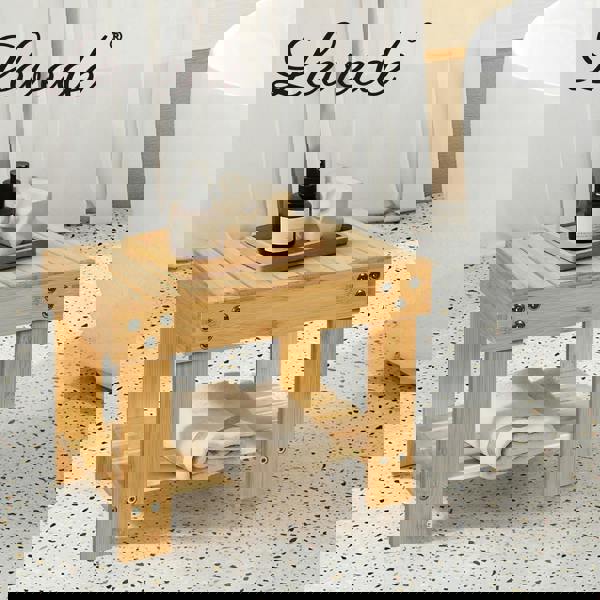 Levede Step Stool Seat Bamboo Multi Purpose with Storage Shelf Home Shop Kids