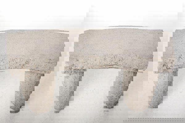 Beautiful Rustic Carved Stone Cast Garden Bench