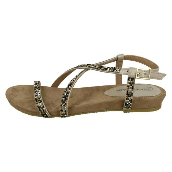 Leather Collection Ladies Leather Collection Diamante X Strap Sandals