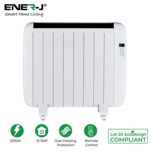 ENER-J 1200W Smart WiFi Electric Radiator Heater, 72cm, Ultra Slim 5.5cm, Wall Mounted or Freestanding, Alexa & Google Home