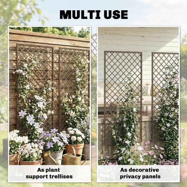 Garden Trellis, Decorative Trellis Panels for Climbing Outdoor Plants, Natural Wood Finish