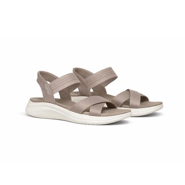 Skechers ULTRA FLEX 3.0 Ankle Strap Sandals in Taupe