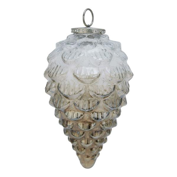 Hill Interiors Glass Pine Cone Bauble - Coffee - 