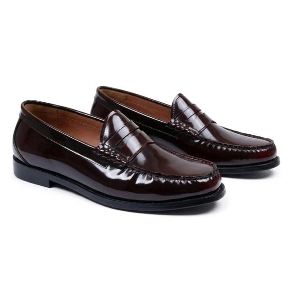 Justin Reess Joseph - Men's Burgundy Patent Leather Penny Loafers