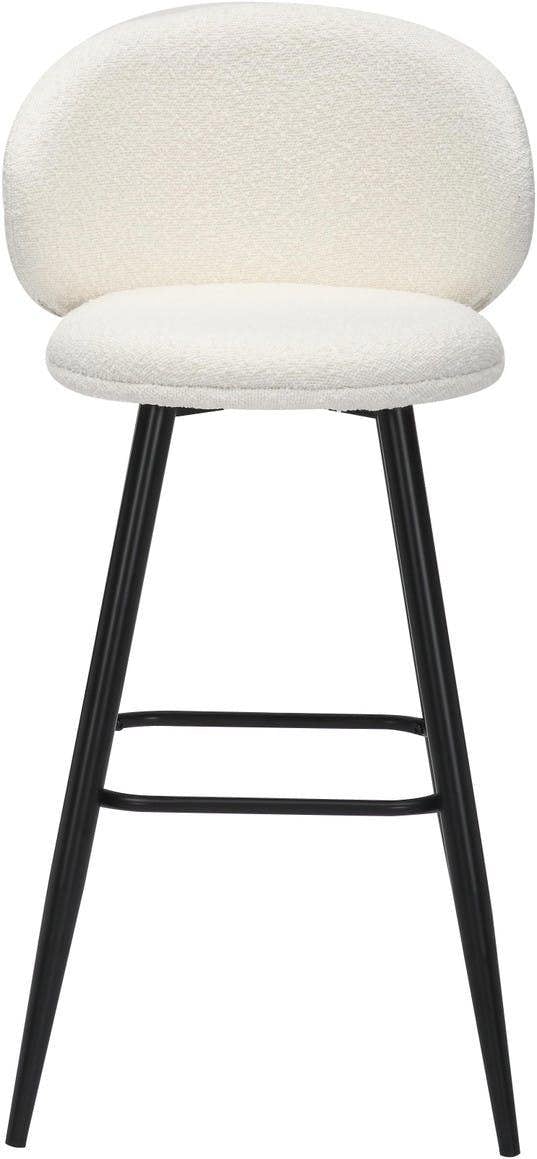 Lamboro Roma White Boucle Fixed Height Bar Stool with Black Legs & Curved Backrest, 66cm