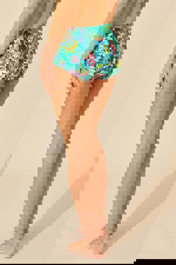 Bright Floral Tropical High Waist Bikini Brief Back