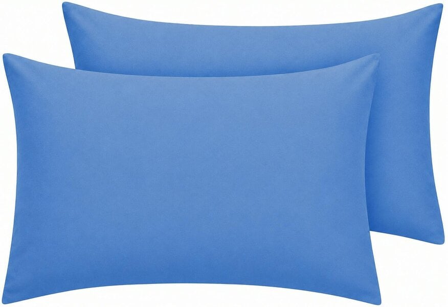 Night Zone Housewife Polycotton Pillowcases Pair – Plain Dyed Easy Care Bed Linen - Mid Blue