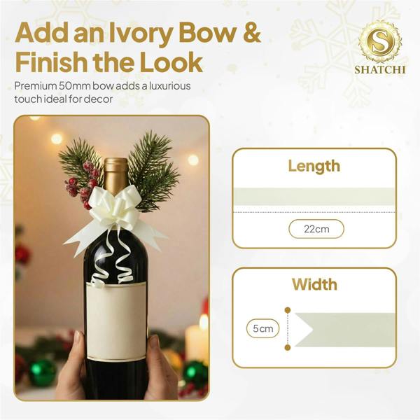 50mm Ivory Pull Bows, 10 Pack to 60 Pack Ribbon Gift Bows for Wrapping, Hampers and Party Décor image 6