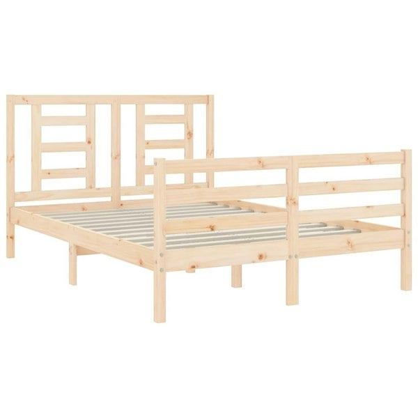 Berkfield Bed Frame with Headboard Small Double Solid Wood