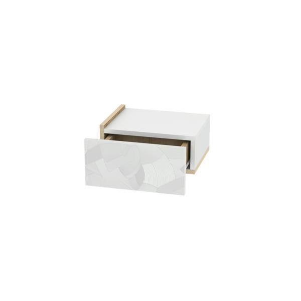 Decortie Floating Bedside Table w/ Drawer Handleless Modern Nightstand Wall-Mounted Storage Cabinet Space-Saver Bedroom