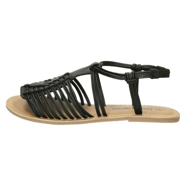 Leather Collection Ladies Leather Collection Flat Strappy Sandals F00159