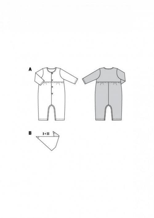 Burda Sewing Pattern 9258 Jumpsuits For Babies, 1M-3 (56-98) - Easy