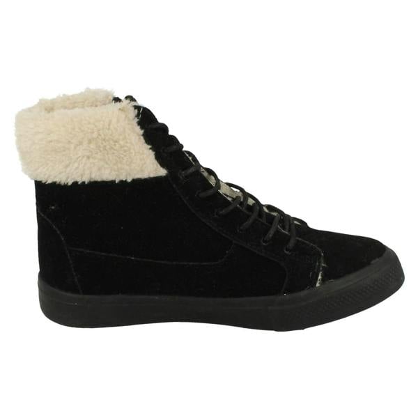Spot On Girls Spot On Casual Suedette Ankle Boots with Faux Fur Lining