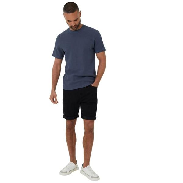 Threadbare Mens Waffle Regular T-Shirt - Denim Blue - 