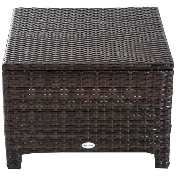 Wyld Haus Molo Rattan Brown Square Outdoor Footstool With Padded Cushion