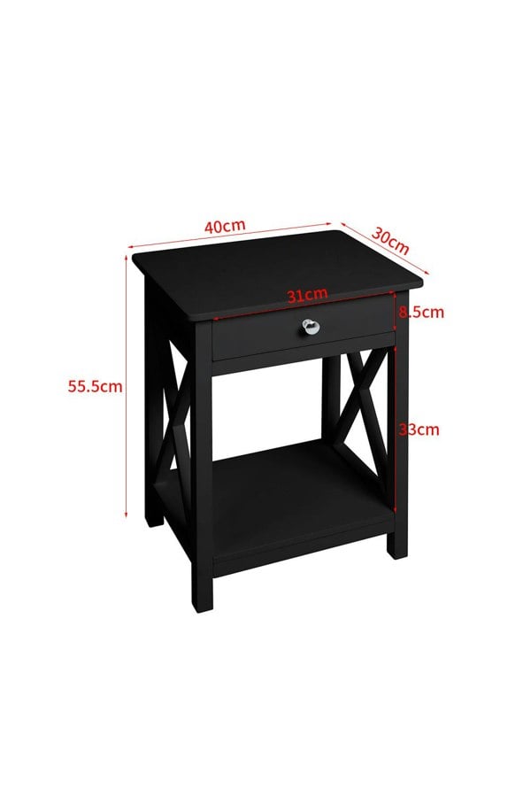 Living and Home 55.5cm H One Drawer Wooden  Bedside Table Night Stand with Shelf