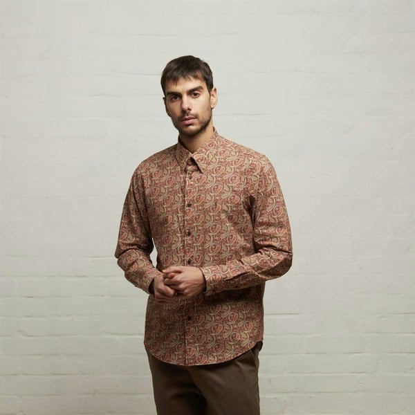Gabicci V53GW03 Mens Rory Woven Print Shirt Gabicci Vintage - BERRY