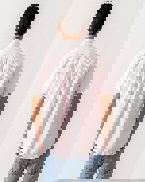 GANT Mens Regular Fit Classic Oxford Stripe Short Sleeve Shirt - 662 Light Pink