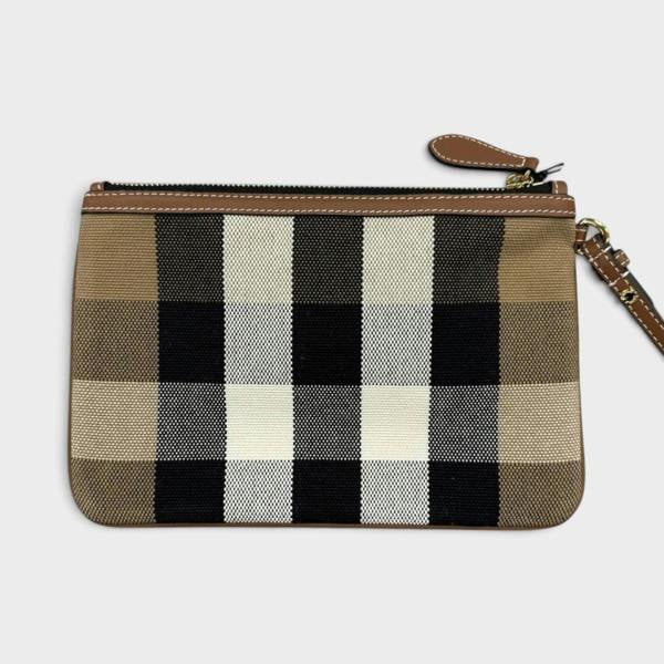Burberry Peyton Check Wristlet Taupe Brown