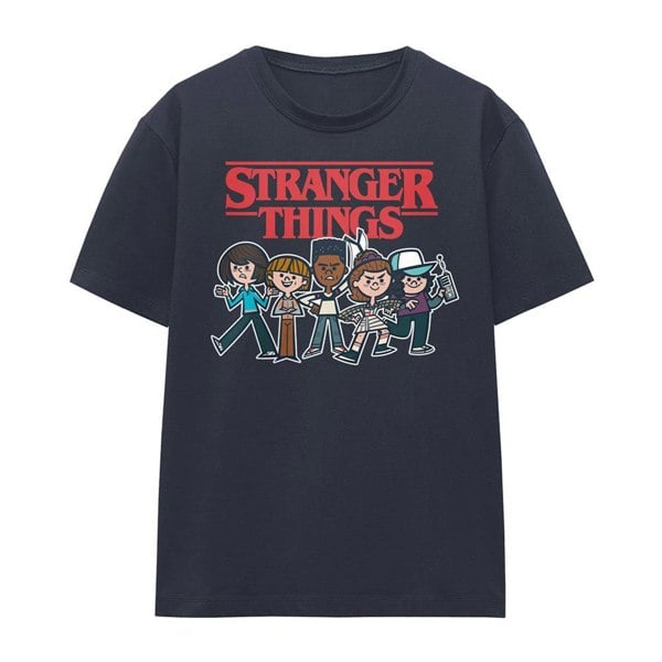 Stranger Things Womens Cartoon T-Shirt - Deep Navy