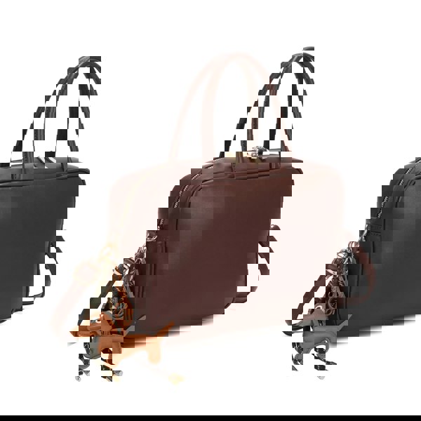 Kitise Structured Box Satchel Handbag Crossbody Purse Dog Charm