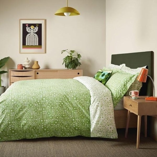 Orla Kiely Criss Cross Stem Basil Green Duvet Cover Set