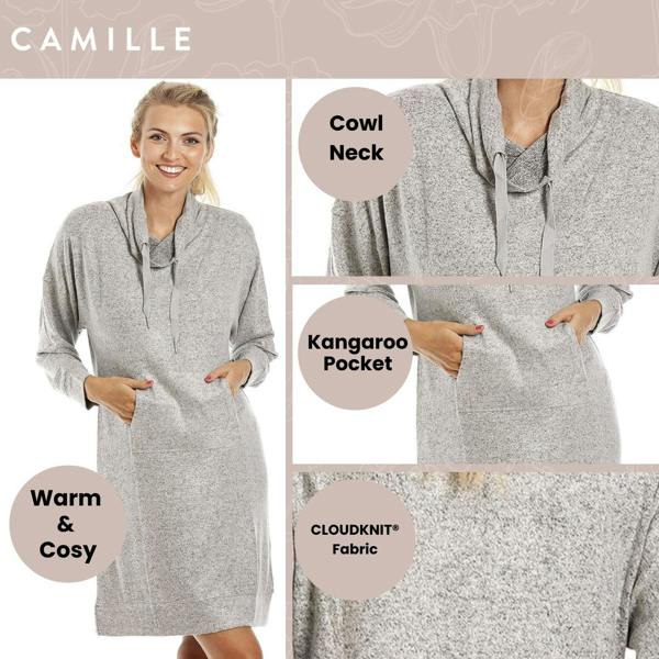 Long Sleeve Cowl Neck Lightweight Knitted Hacci Nightdress