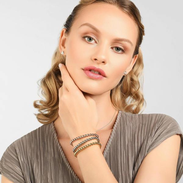 Rose Gold Bracelet for Women with Metal Beads on Adjustable Black Cord - namana.london