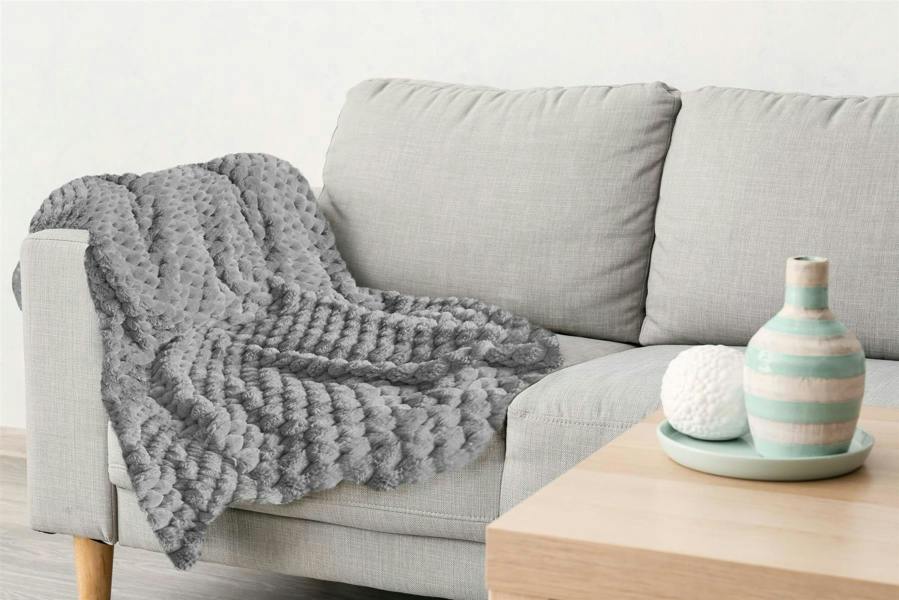 Lush Faux Rabbit Fur Silver Throw 140x180cm