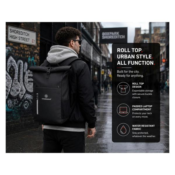 Crossgear Rebel Roll-Top Backpack - 32L Water Resistant Urban