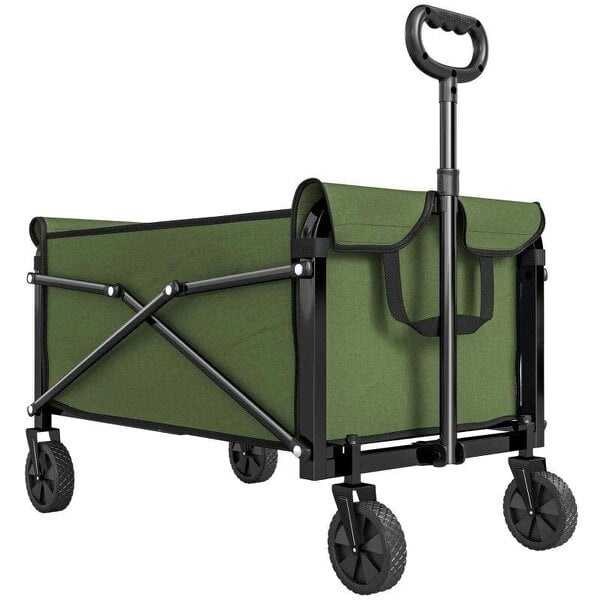 Bobobiy 81L Festival Trolley on Wheels, Compact Garden Folding Trolley Cart with Adjustable Handle 80L Green