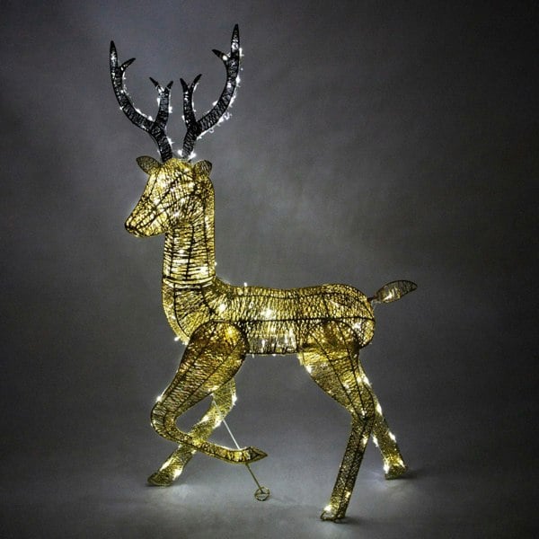 Monstershop Light Up Christmas Reindeer Gold Stag & Doe Decoration Set