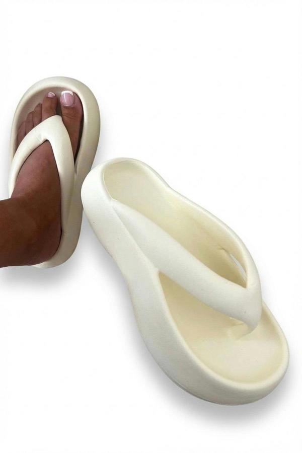 Cora Chunky Platform Flip-flops Sandals - Beige_wb