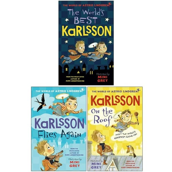 Astrid Lindgren 3 Book Set The Worlds Best Karlsson, Karlsson Flies Again & Karlsson on the Roof