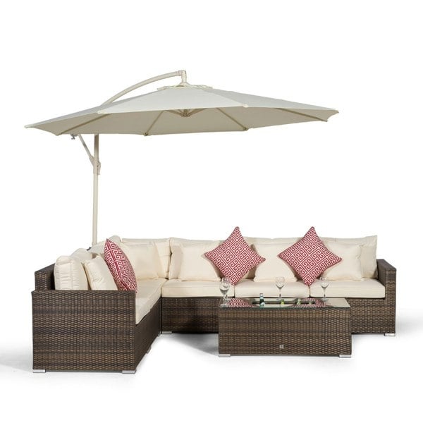Giardino Havana 6 Seat Rattan Corner Sofa Set with Drinks Cooler Coffee Table