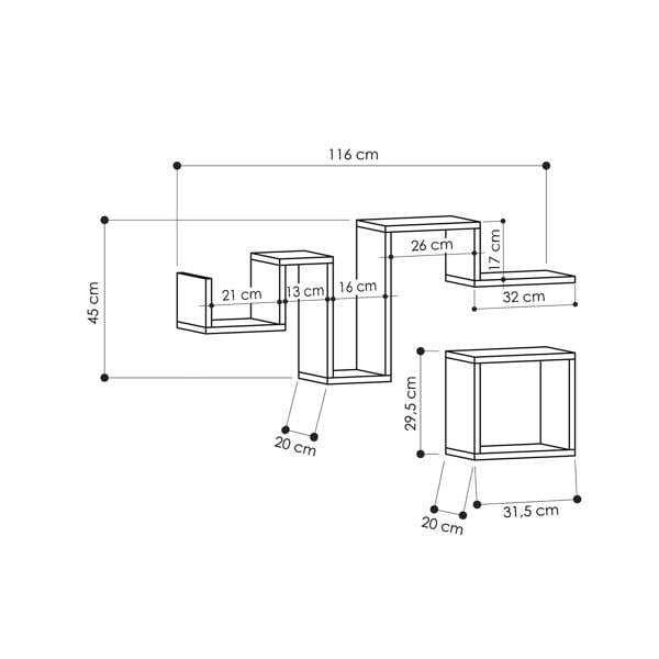Decortie Follow Modern 2-Piece Wall-Mounted Floating Shelf Set 45cm White