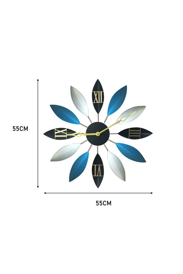Living and Home 55cm Dia Tri-colour  Roman Numeral Flower Shape Decorative Wall Clock