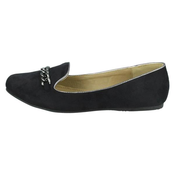 Spot On Ladies Spot On Chain Trim Flat Ballerina Shoes F80015