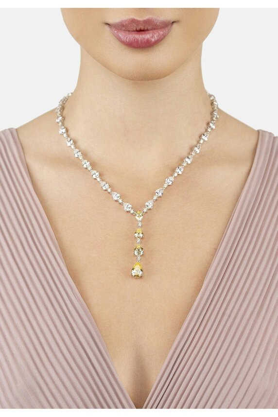Latelita Elizabeth Statement Necklace Yellow Topaz Silver