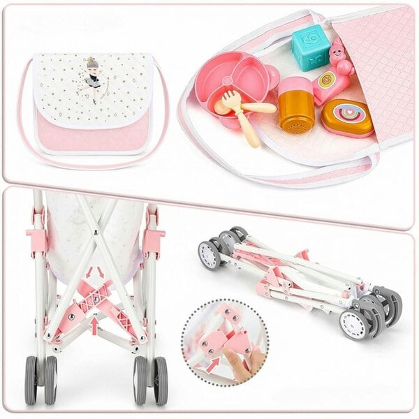 deAO Toys deAO Baby Doll Nursery Playset with 12" Doll, Stroller, Crib, Play Mat & Travel Bags Role‑Play Toy for Kids Ages 3–8