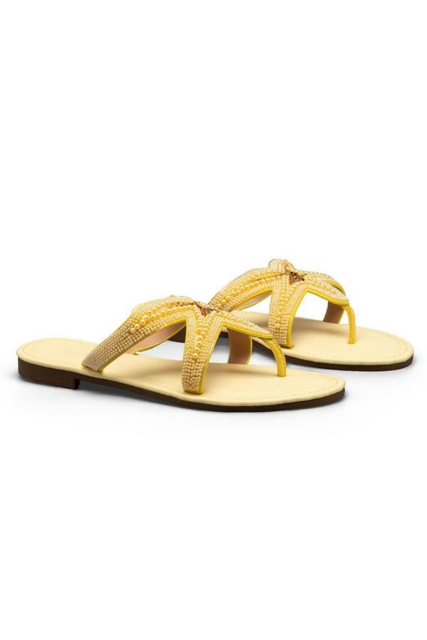 Love Lemonade Crystal Starfish Mirage Flip Flops Yellow