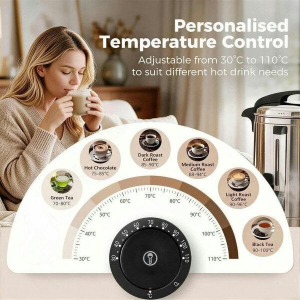 8L Catering Urn, 1500W Stainless Steel Hot Water Boiler Dispenser with Thermostat, Keep Warm Function & Easy Pour Tap