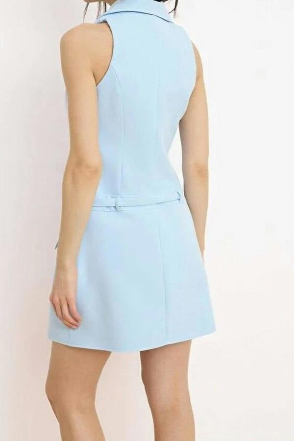 WOVCOR Belted Jacket Collar Mini Woven Dress