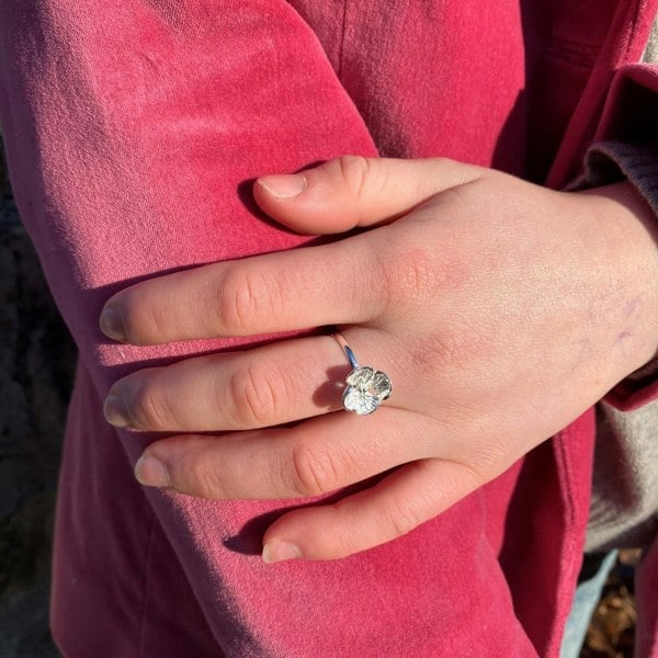 Hydrangea Flower Sterling Silver Ring - Reeves & Reeves