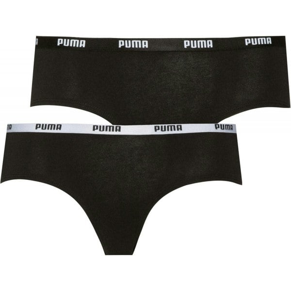 Puma 2-Pack Classic Logo Low-Rise Hipster Briefs, Black