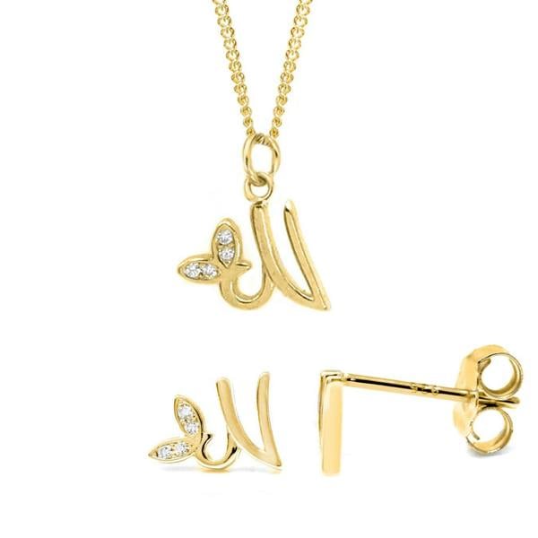 Say It With Dainty Winged Initial Bundle - Yellow Gold