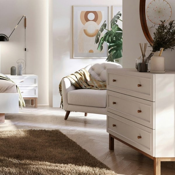 Furniture To Go Wensley 3 Drawer Chest in Light Grey and Oak