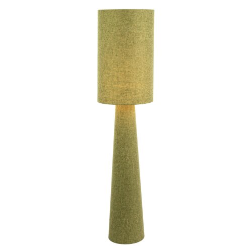 Happy Homewares Modern Olive Green Linen Fabric Floor Lamp with Drum Shade and Base