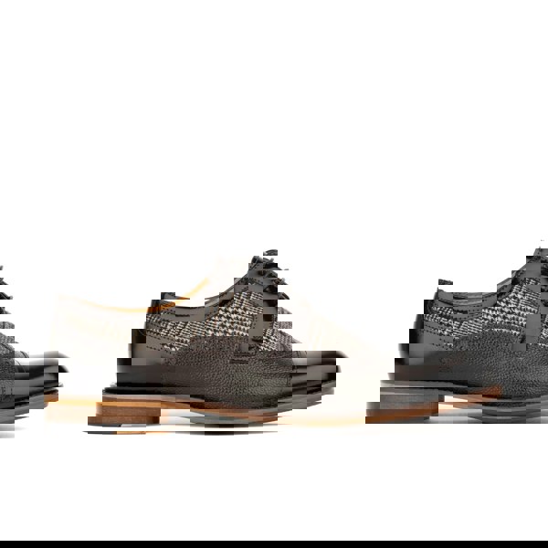 Embassy London Orlando - Brown Check - Men's toe cap leather dressy shoe with brogue details